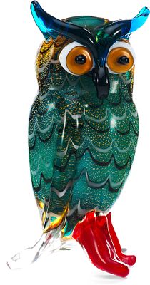Скульптура "Сова" Мурано Италия 1950 гг. *цветное стекло, выдувание 
Скульптура совы выполнена 