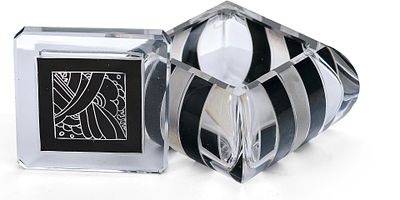 Туалетная коробочка в стиле модерн 1930 гг. Богемия, начало XX в 
*бесцветное и цветное стекло 