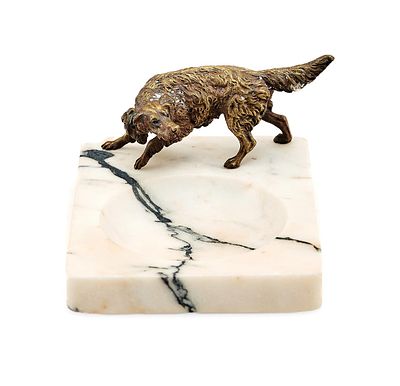 Лоток &laquo;Охотничья собака&raquo; бронза. литье; мрамор 
Имеется экспертное заключение
