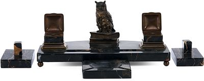 Письменный набор в стиле ар-деко Европа 1920-1930-е гг. мрамор, шлифовка; бронза, литье, штамп 