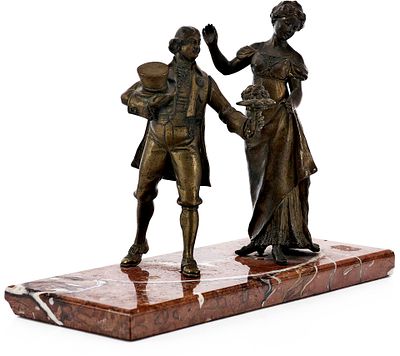 Бронзовая Скульптура "Свидание". Австрия. начало XX в 
бронза, патинирование; мрамор 
Имеется 