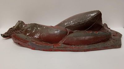 Статуэтка "Лежащая, сон", керамика, скульптор Хакимов. Материал: Керамика 
Страна: Россия 
Год: 