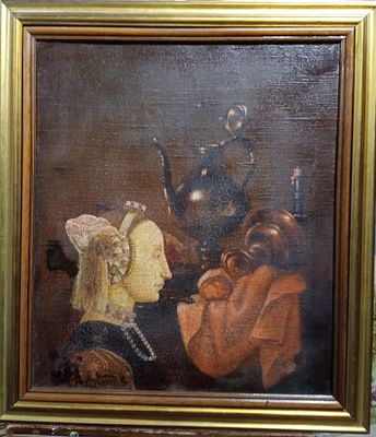 Картина Натюрморт с портретом авт. Никас Сафронов 1996. Материал: холст, масло 
Страна: Россия 