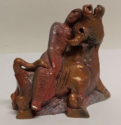 Статуэтка "Похищение Европы" керамика скульптор Хакимов. Материал: обливная керамика 
Страна: 