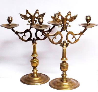 Парные подсвечники из купеческого собрания Н. Тагила Россия 19 век. Материал: бронза