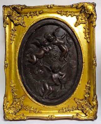 Декоративное панно Путти в облаках Луи Бито Франция 1863. Автор: Louis Beataux Ширина: 41 