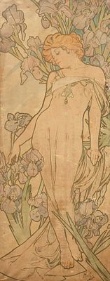 Декоративное панно &laquo;Ирис&raquo; авт А. Муха 19 век. Декоративное панно на шелке является копией 