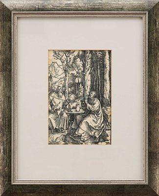 Гравюра &laquo;Святые отшельники Антоний и Павел&raquo; авт. Альбрехт Дюрер. Справа внизу монография: AD. 