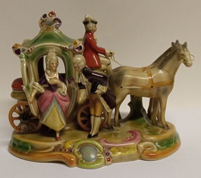 Статуэтка Карета Германия Графенталь 1950-е гг. Длина: 23 сантиметров 
Высота: 18 сантиметров 