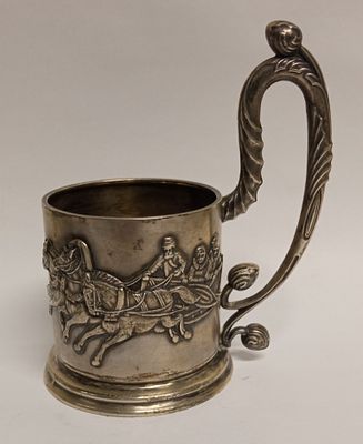 Подстаканник &laquo;Тройка&raquo;. Серебро 84 Русский стиль 19 век. Материал: Серебро 84 
Страна: Россия 19 