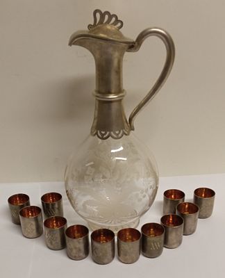 РЕДКИЙ Подарочный набор Серебро 84 Хрусталь Россия 1886 г. Материал: Серебро 84 
Страна: Россия 