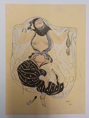 Рисунок Эскиз костюма одалиски к балету ШЕХЕРЕЗАДА 1910 г авт. БАКСТ Л.С. Материал: Бумага 