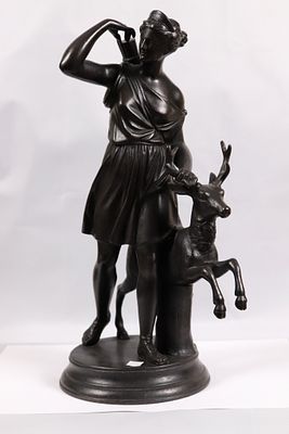 Скульптура ДИАНА С ОЛЕНЕМ Тепляков 1902 год. Чугун Кас.З 1902 г 
Тепляков 
Высота 31 см