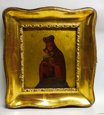 Икона Почаевская Божья Матерь в окладе Россия 19 век. Размеры: 50 х45 см / 32 х 27 см 