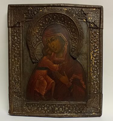 Старинная икона Феодоровская Божья матерь 19 век. Состояние: Отличное 
Ширина: 26 сантиметров 