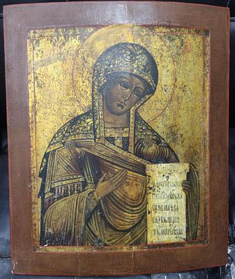 Икона Богородица Деисус Россия 19 век. Состояние: Отличное 
Ширина: 37 сантиметров 
Высота: 45 