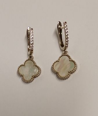 Серьги с перламутром. Ювелирный сплав, 
Диаметр 1,5 см