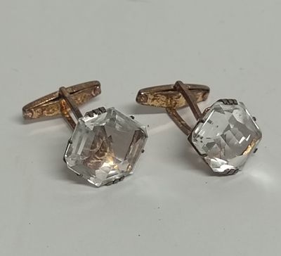 Запонки Серебро 875 Горный хрусталь. Свердловский Ювелирный завод 1989 г