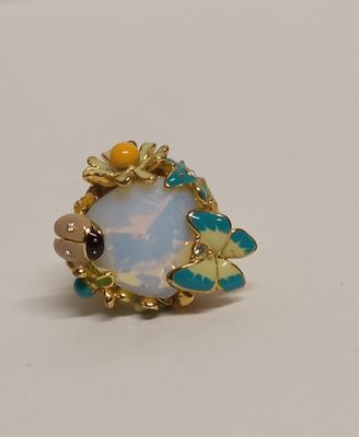 Кольцо БАБОЧКА и ЖУЧОК Эмали. Размер кольца 18 
Размеры: 2 х 2,5 см, 
Ювелирный сплав, позолота 