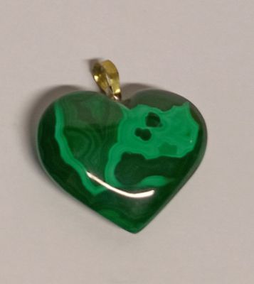 Подвеска Малахитовое сердце. Малахит Размер вставки 3 х 2,5 см