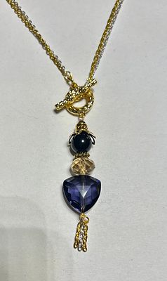 Эксклюзивный дизайнерский кулон на двойной цепи &laquo;Триллион&raquo;. Материалы: металл, натуральный 