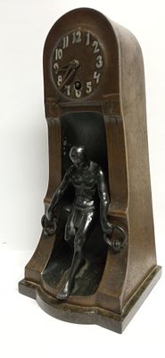 Настольные бронзовые часы в стиле модерн ВРЕМЯ ЛЕТИТ &laquo;Ленцкирх&raquo; Германия 1910 г. Материал: 