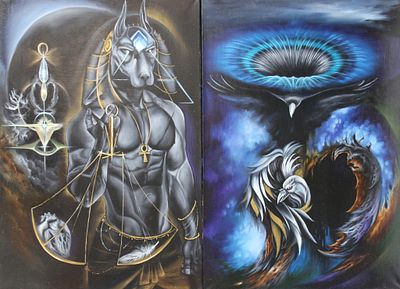 Картина Авт. К. Саргон 2023 г. Х/М (диптих). Состояние: Отличное 
Ширина: 140 сантиметров 