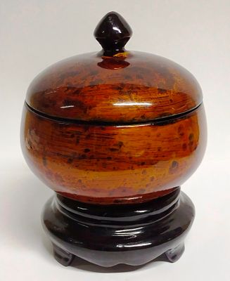 Ваза-шкатулка на подставке с крышкой Старый Вьетнам дерево лак