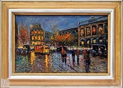 Картина "Берлин: Вид на площадь Потсдам" Германия 1929 Р. Плесснер. Материал: Холст Х Масло 