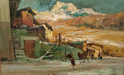 Картина MACUGNAGA Авт.Cesare Gheduzzi Италия 1930. Страна: Италия 
Автор: Cesare Gheduzzi 
Масло 