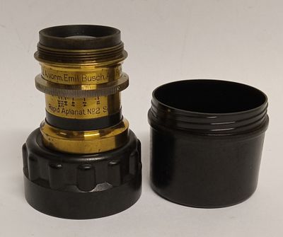 Фотообъектив RAPID ALPANAT №2 D.F: 8 Emil Busch Германия 19 век. Материал: Латунь 
Страна: 