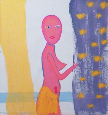 Картина Розовая девушка у окна с видом на Красное море. холст / масло 
размеры: 70 х 90 см (без 