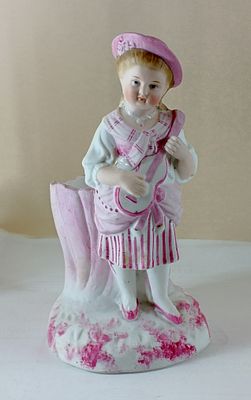 Розовая девушка с гитарой Кузнецов 19 в. Фарфор 
Россия 19 век Кузнецов МС 
Размер 16 см 