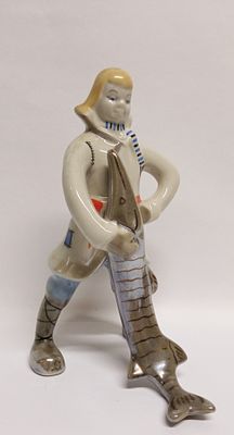 Статуэтка Емеля со щукой СССР Сысерть. Материал: Фарфор 
Страна: СССР 
Состояние: Отличное 