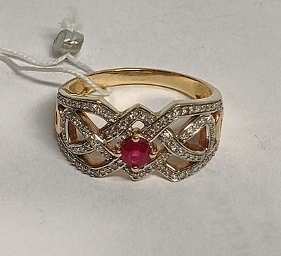 Кольцо Млечный путь золото 585 рубин бриллианты . Материал: золото 585 рубин 0,35 карата 