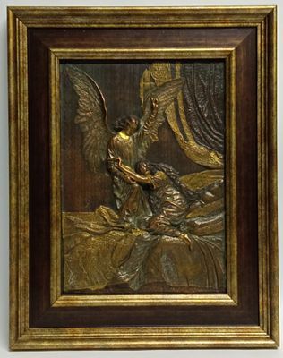 Панно Ангел-хранитель Россия 19 век бронза золочение. Автор: Самуил Бехли 
Состояние: Отличное 