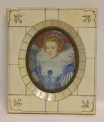 Миниатюра на кости конц 19-го века. Портрет. Страна: Европа 
Время: 19 век 
Состояние: Отличное 
