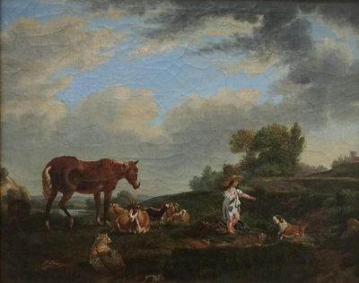 Картина Пастушка авт Дюран Европа 19 век. Материал: Масло 
Страна: Европа 
Время: 19 век 
Год: 