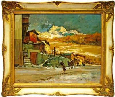 Картина MACUGNAGA Cesare Gheduzzi Италия 1930. Автор: Cesare Gheduzzi (1894 - 1944) 
Материал: 