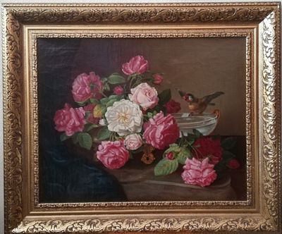 Картина "Натюрморт с птицей" холст масло Западная Европа 19 век. Материал: Холст / Масло 