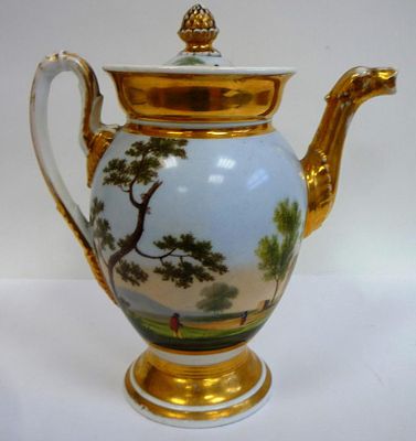 Редкий чайник Россия 19 век ручная живопись позолота. Материал: фарфор, ручная роспись, позолота 