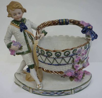 Статуэтка-ваза Мальчик с корзиной роз фарфор Германия 1880 Редкая. Материал: Фарфор 
Страна: 