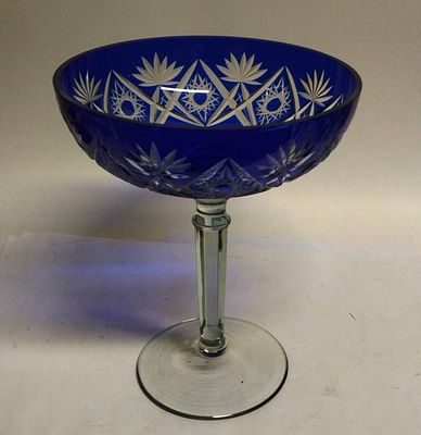 Ваза для фруктов Геометрический узор синее стекло СССР. Материал: Стекло 
Страна: СССР 