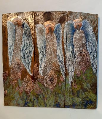 "Поющие ангелы" Доска, масло. Страна: Россия 
Состояние: Отличное 
*Доска, масло, тончайшая 