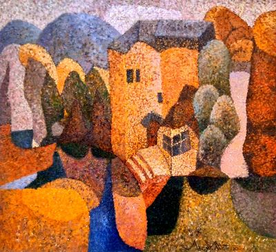 Картина "Дом у реки." авт Лесухина А. Материал: Холст 
Страна: Россия 
Состояние: Отличное 