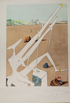 Литография &laquo;Марсианин Дали, оснащенный двойным голоэлектронным микроскопом&raquo; (Martian Dali Equipped w