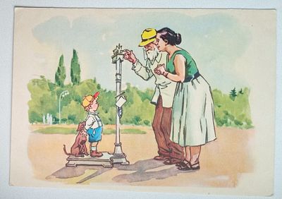 Открытка СССР 1956 год Вот что значит манная каша. Состояние: Отличное