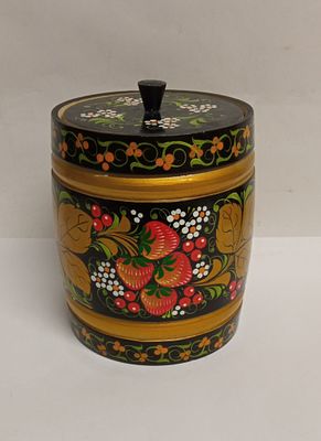 Деревянный бочонок Хохлома. Состояние: Отличное 
Диаметр: 4 сантиметров 
*Размер 15 х 13 см