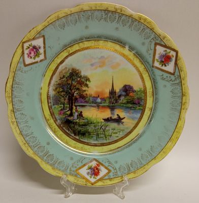 Тарелка декоративная Пикник на пруду Европа нач 20 века . Материал: Фарфор 
Страна: Европа 