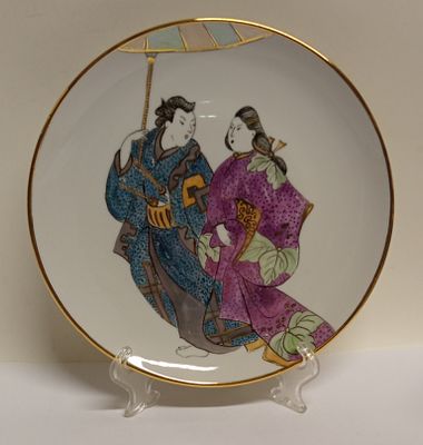 ЯПОНЦЫ НА ПРОГУЛКЕ Декоративная тарелка Ручной работы ав. Осинцева.С.Л. БФЗ. *Ручная роспись 